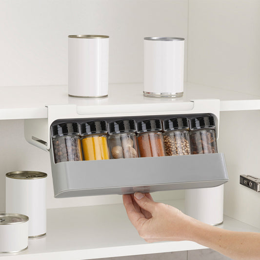 Organizador de Especias Colgante (6 Frascos) – Autoadhesivo, Sin Perforaciones